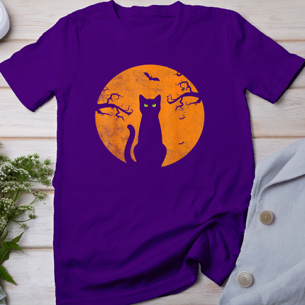 Vintage Scary Halloween Cat Costume Retro Cat Moon T-Shirt