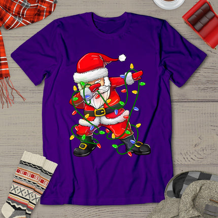Dabbing Santa Shirt For Boys Girls Christmas Tree Lights T-Shirt