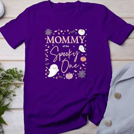 Womens Mommy of the Spooky One Girl First Birthday Pink Halloween T-Shirt
