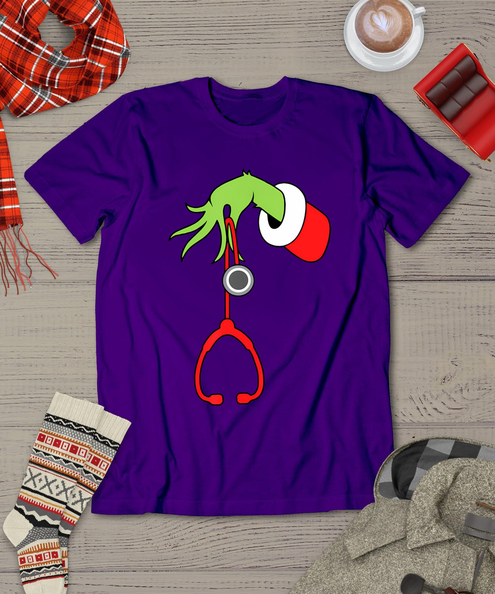 Nurse Christmas Stethoscope Nurses Xmas Pajamas Pjs Women T-Shirt