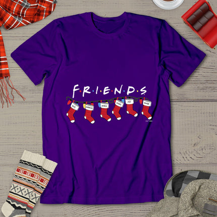 Friends Christmas Group Holiday Stockings Vintage Banner T-Shirt