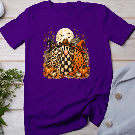 Halloween Ghost Popping Bubble Leopard Plaid Fall Pumpkin T-Shirt