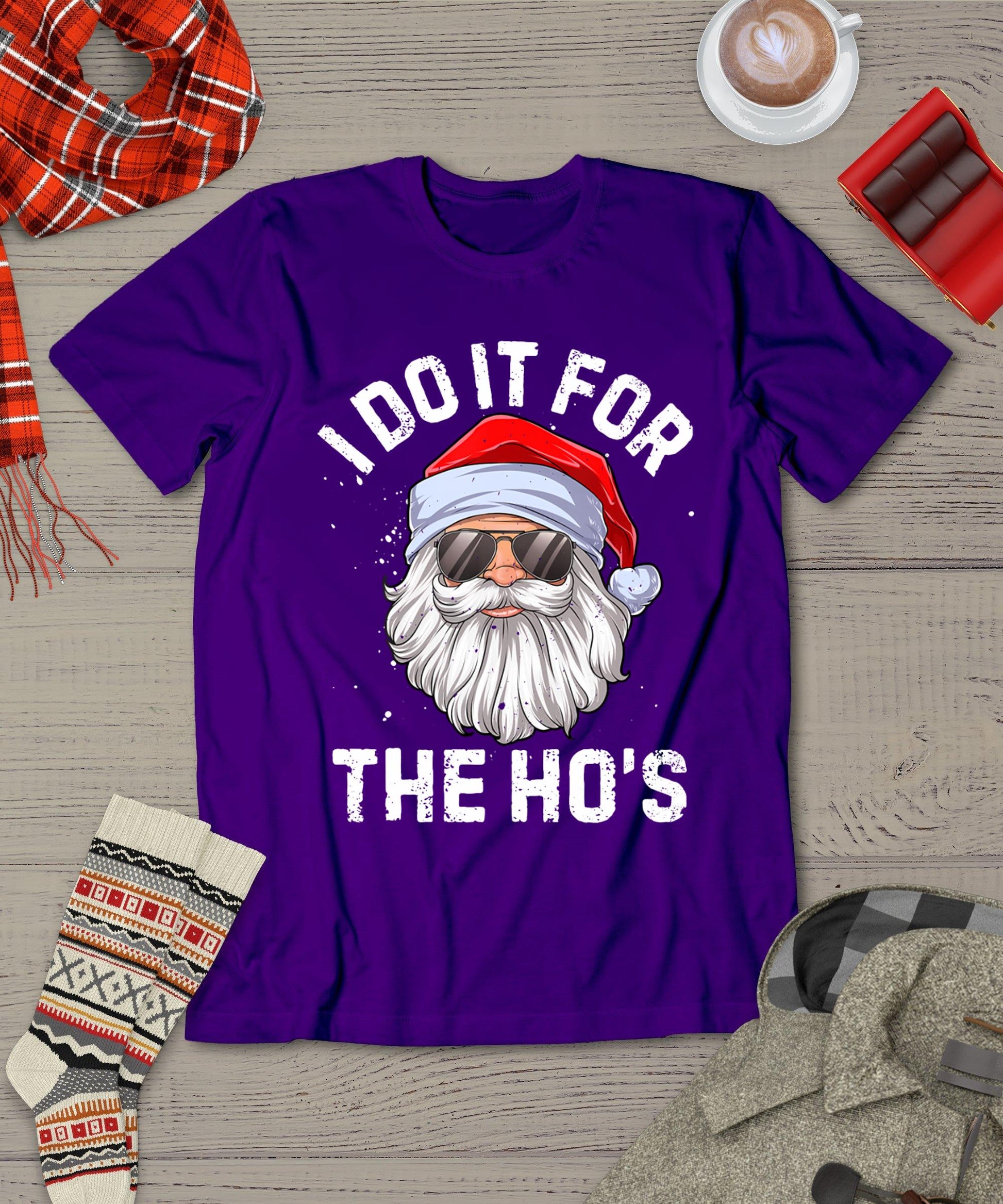 I Do It For The Ho's Funny Inappropriate Christmas Men Santa T-Shirt