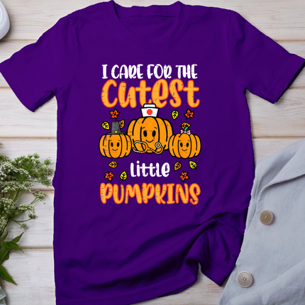 Pumpkins Nurse Halloween Scrub Top Fall Thanksgiving Women T-Shirt