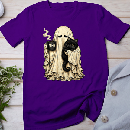Ghost Black Cat Coffee Lover Funny Spooky Halloween T-Shirt