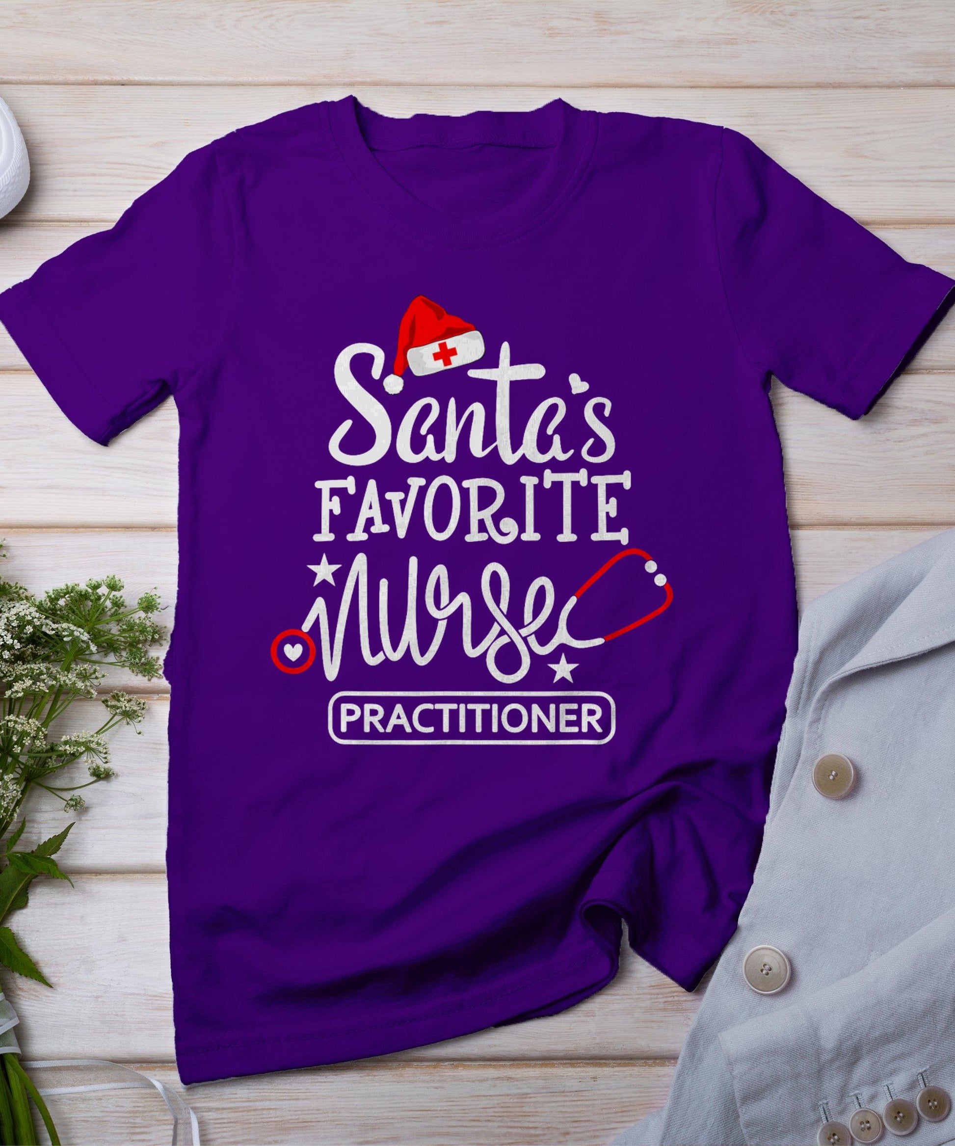 Santa's Favorite Nurse Practitioner Christmas Np Rn Nursing T-Shirt