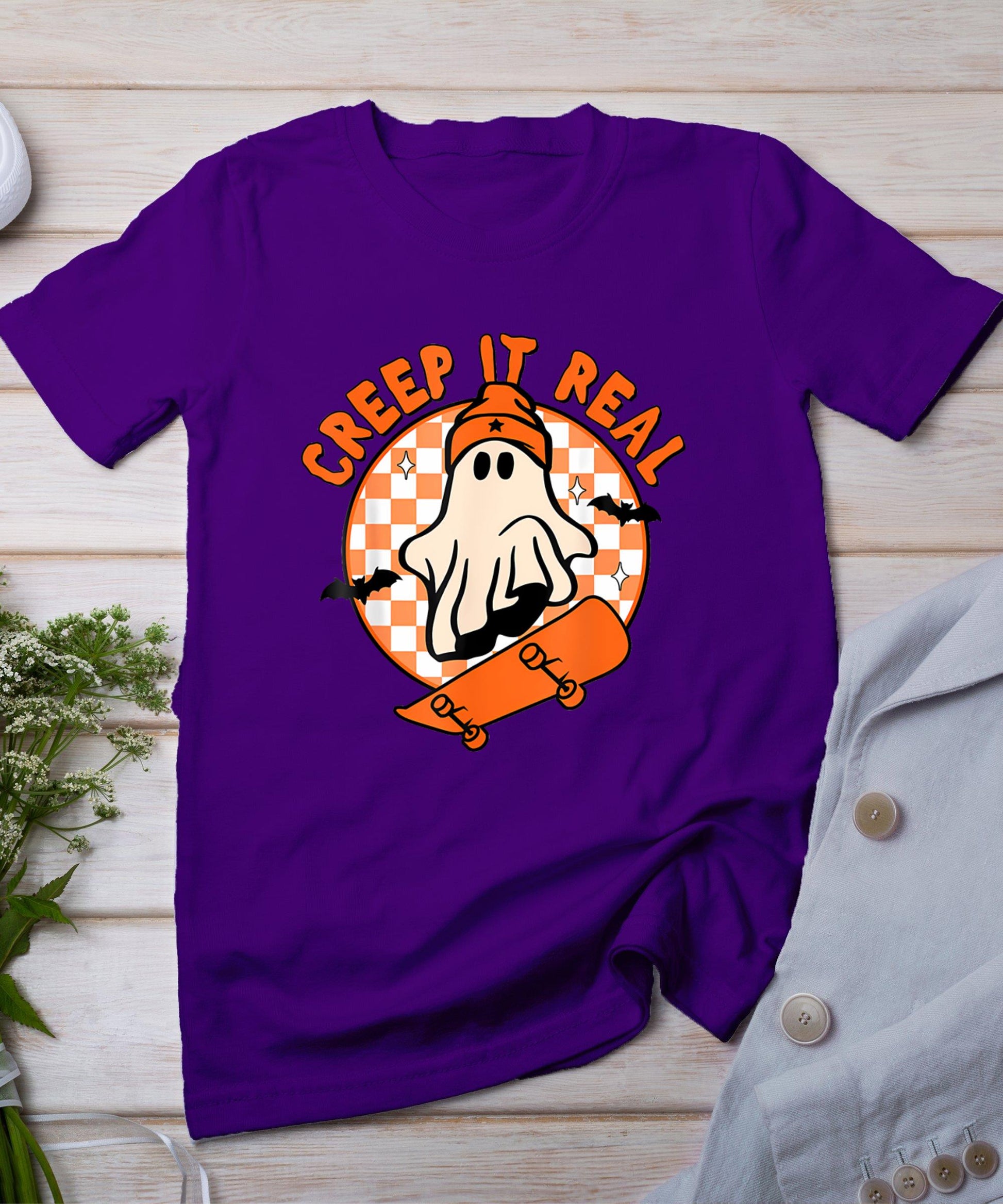 Vintage Retro Halloween Creep It Real Ghost Boy Fall Season T-Shirt