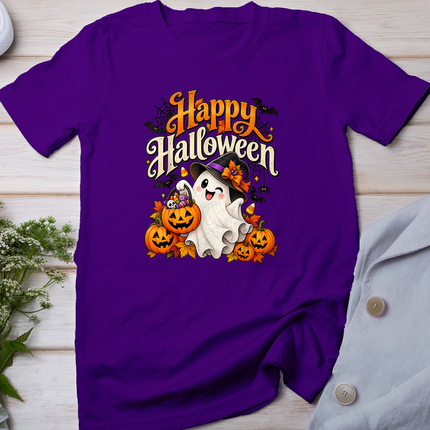 Happy Halloween Cute Ghost Pumpkin Spooky Men Women Kids T-Shirt