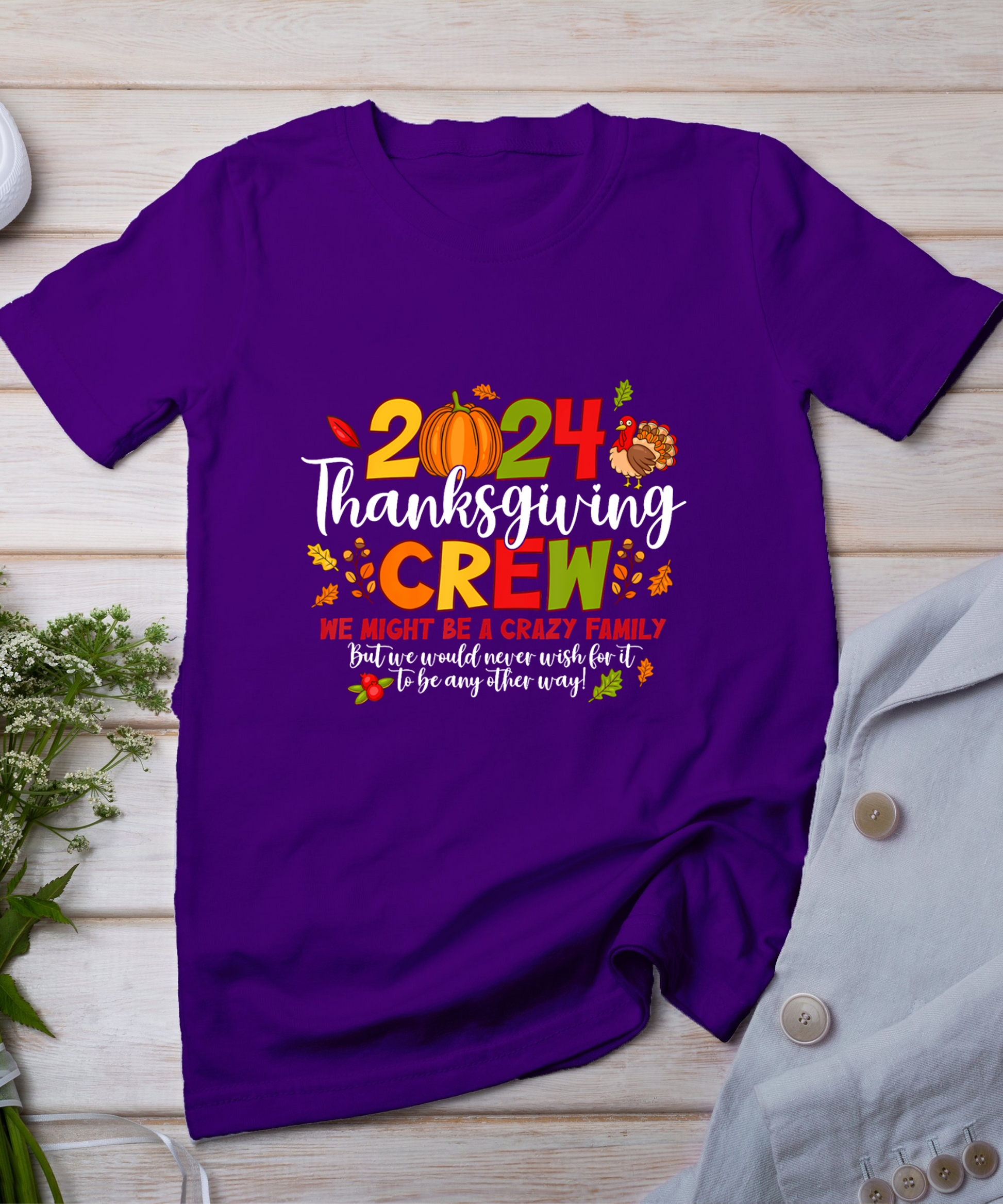 Thanksgiving Crew 2024 Family Matching Fall Autumn Men Women T-Shirt