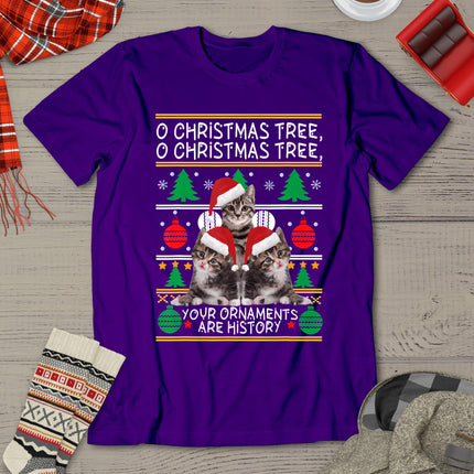 Cats Christmas Shirt Funny Ornaments Pajama Family Gift Tee T-Shirt
