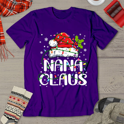Nana Claus Shirt Christmas Lights Pajama Family Matching T-Shirt