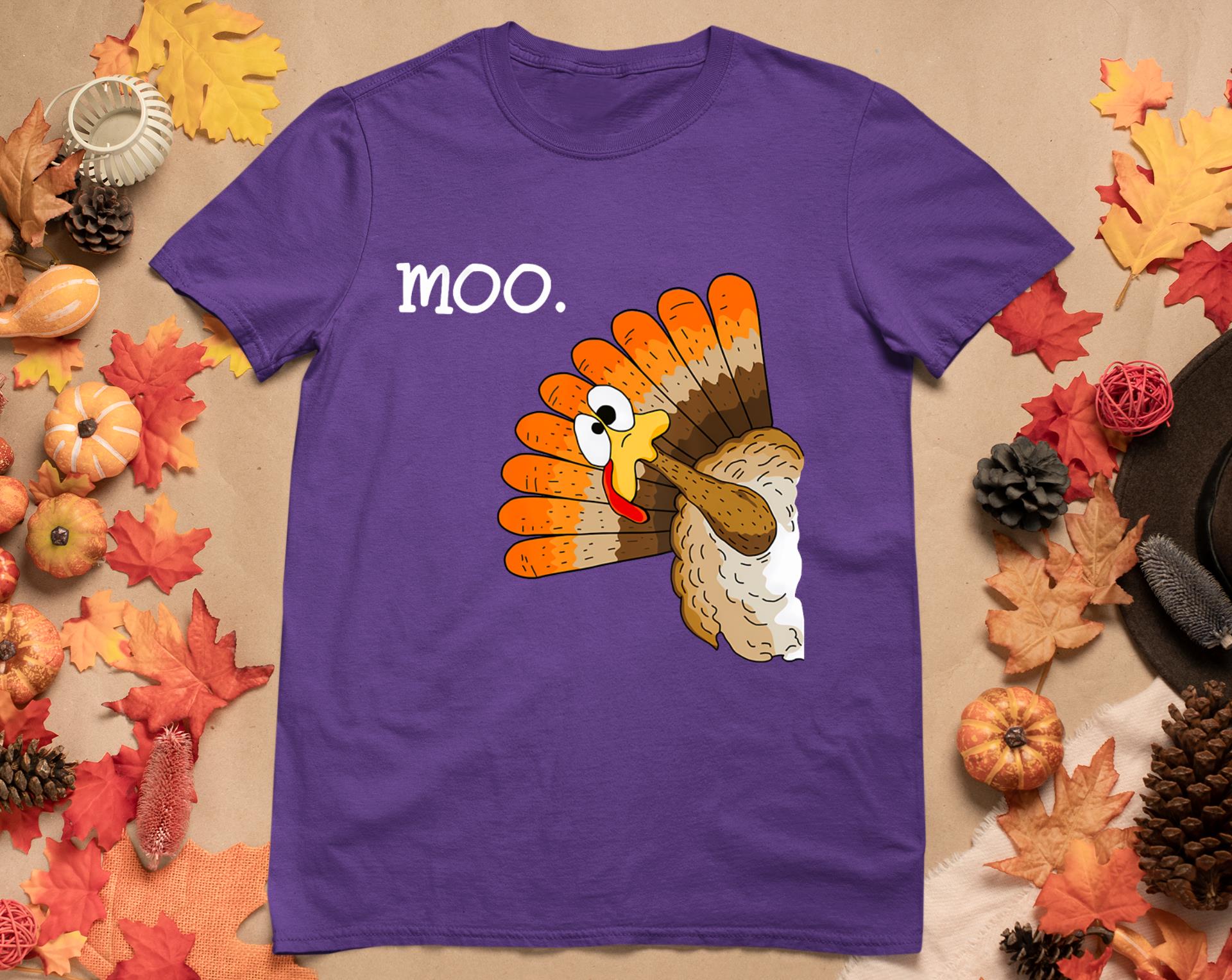 Turkey Moo Funny Thanksgiving T-Shirt