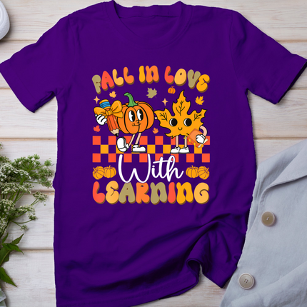 Fall In Love With Learning Funny Teacher Autumn Pumpkin T-Shirt