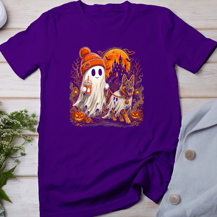 Funny Ghost Walking German Shepherd Halloween Dog Lover T-Shirt