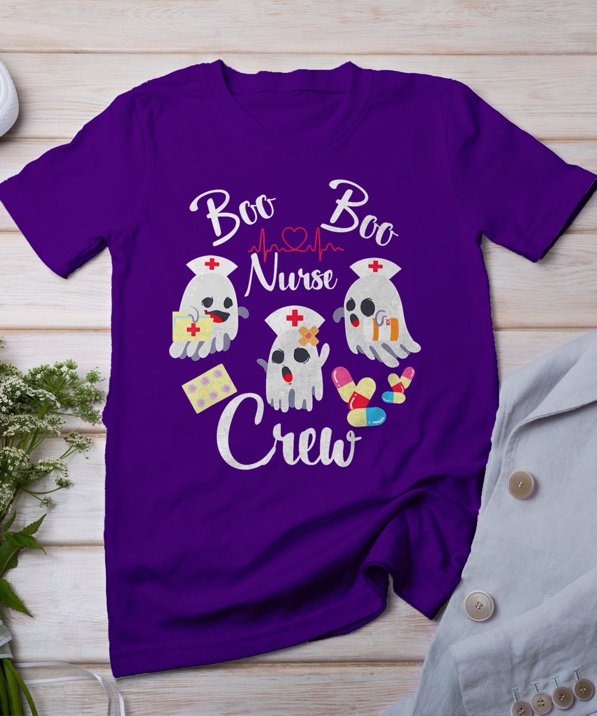 Boo Boo Crew Nurse Ghost Costume Funny Halloween Gift T-Shirt