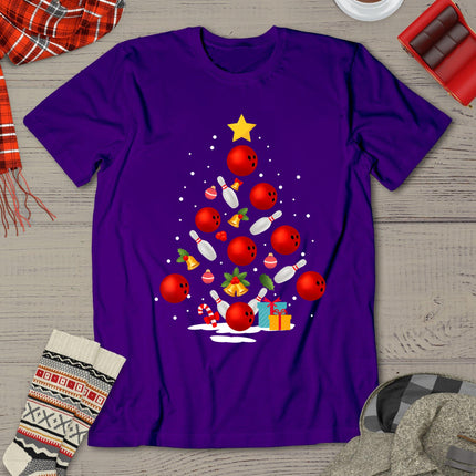 Funny Bowling Christmas Tree Lights Xmas Gifts For Men Women T-Shirt