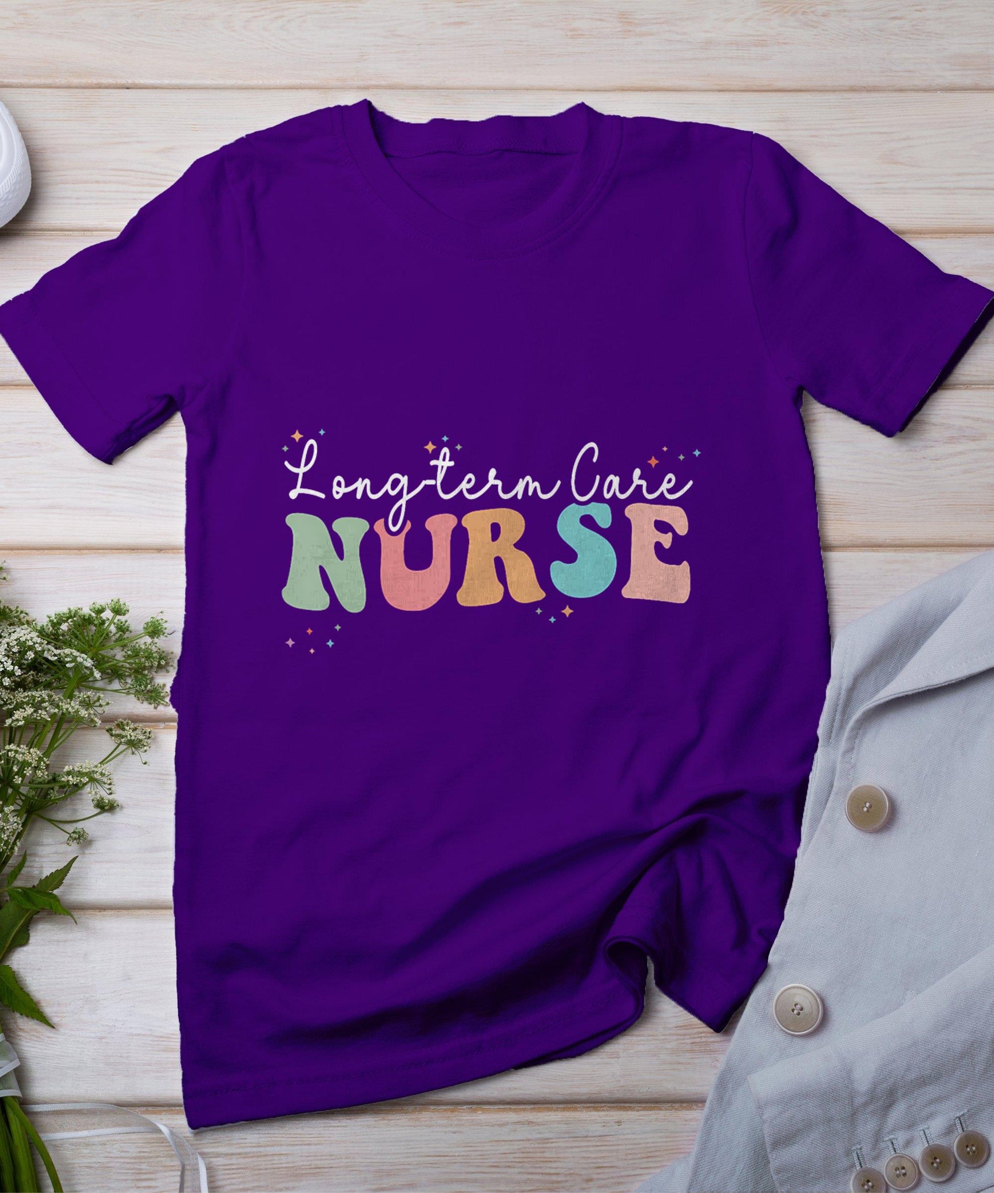 Ltc Nurse Long-Term Care Nurse Retro Groovy Nurses Day T-Shirt