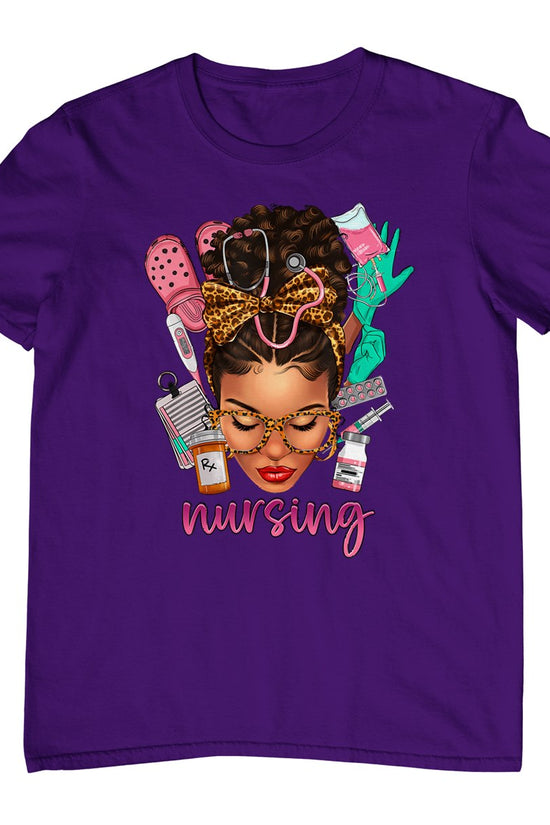 Black Melanin Nurse Black History Month Afro Hair T-Shirt