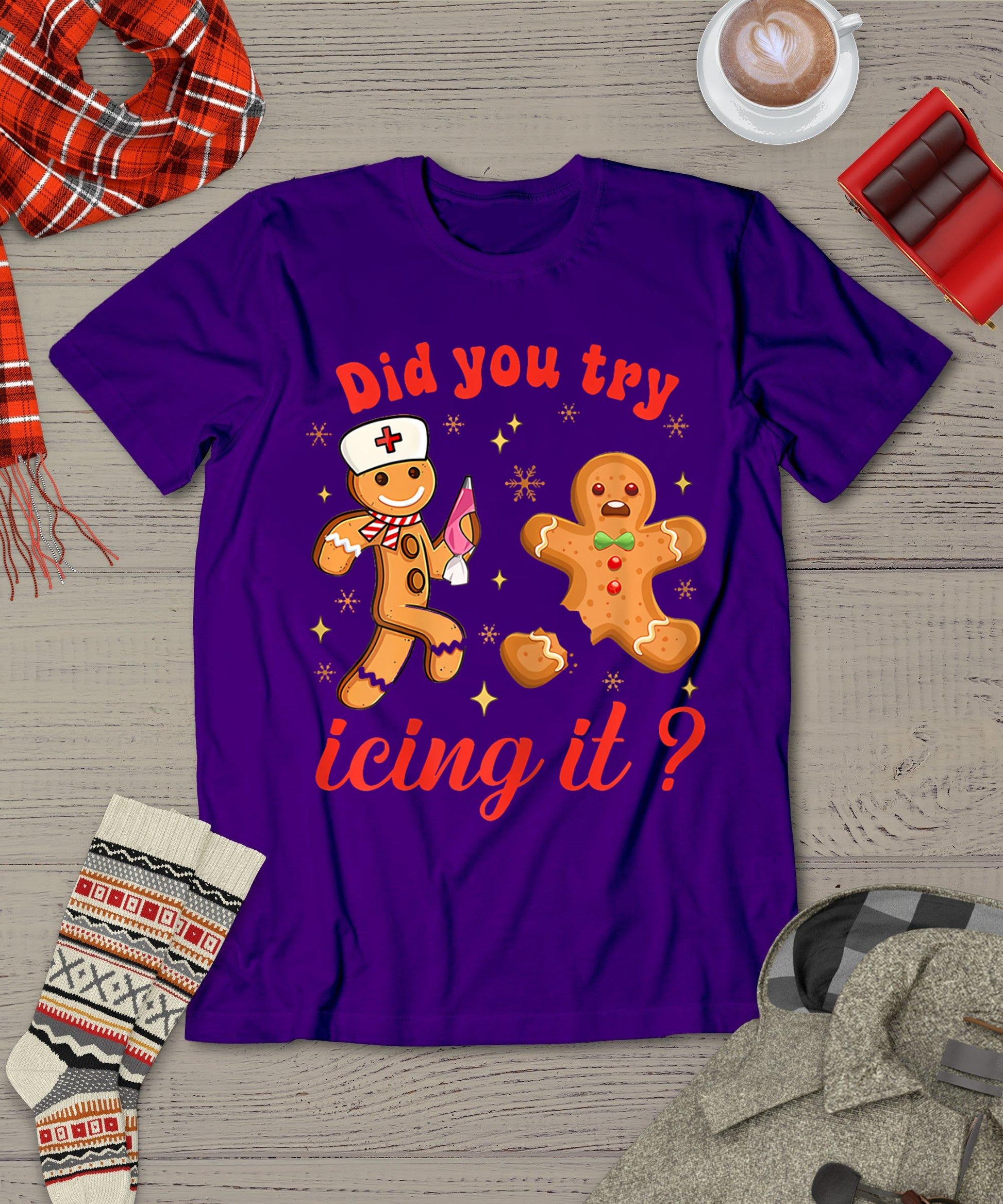 Funny Gingerbread Cookies School Nurse Did You Try Icing It T-Shirt