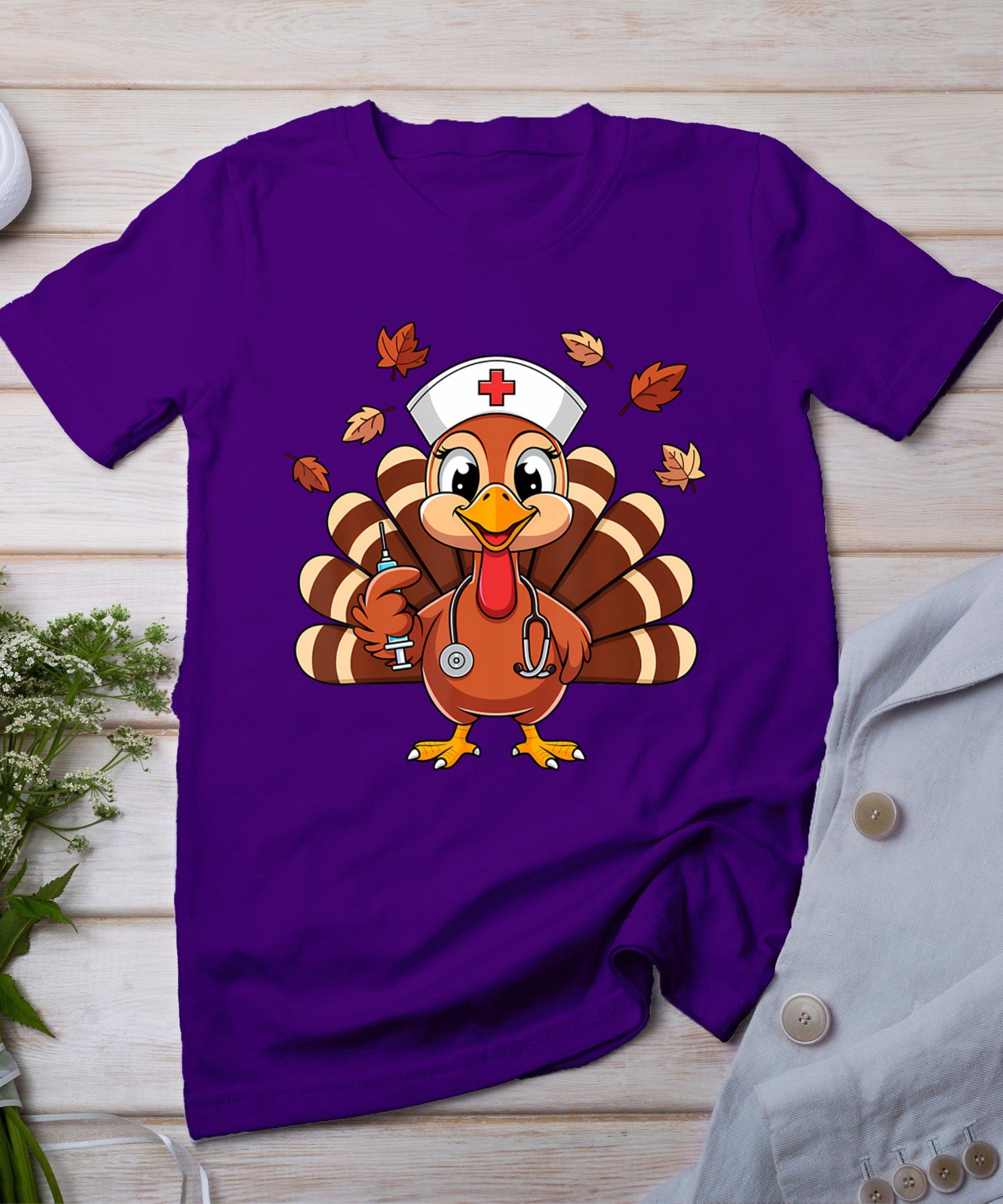 Thanksgiving Nurse Turkey Rn Icu Er Nicu Nurse Crew Women T-Shirt