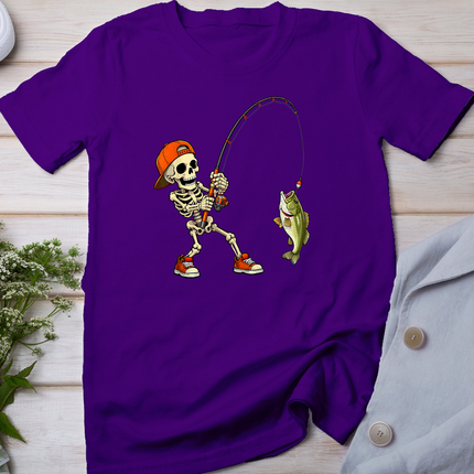 Halloween Skeleton Fishing Bass Fisherman Funny Spooky T-Shirt