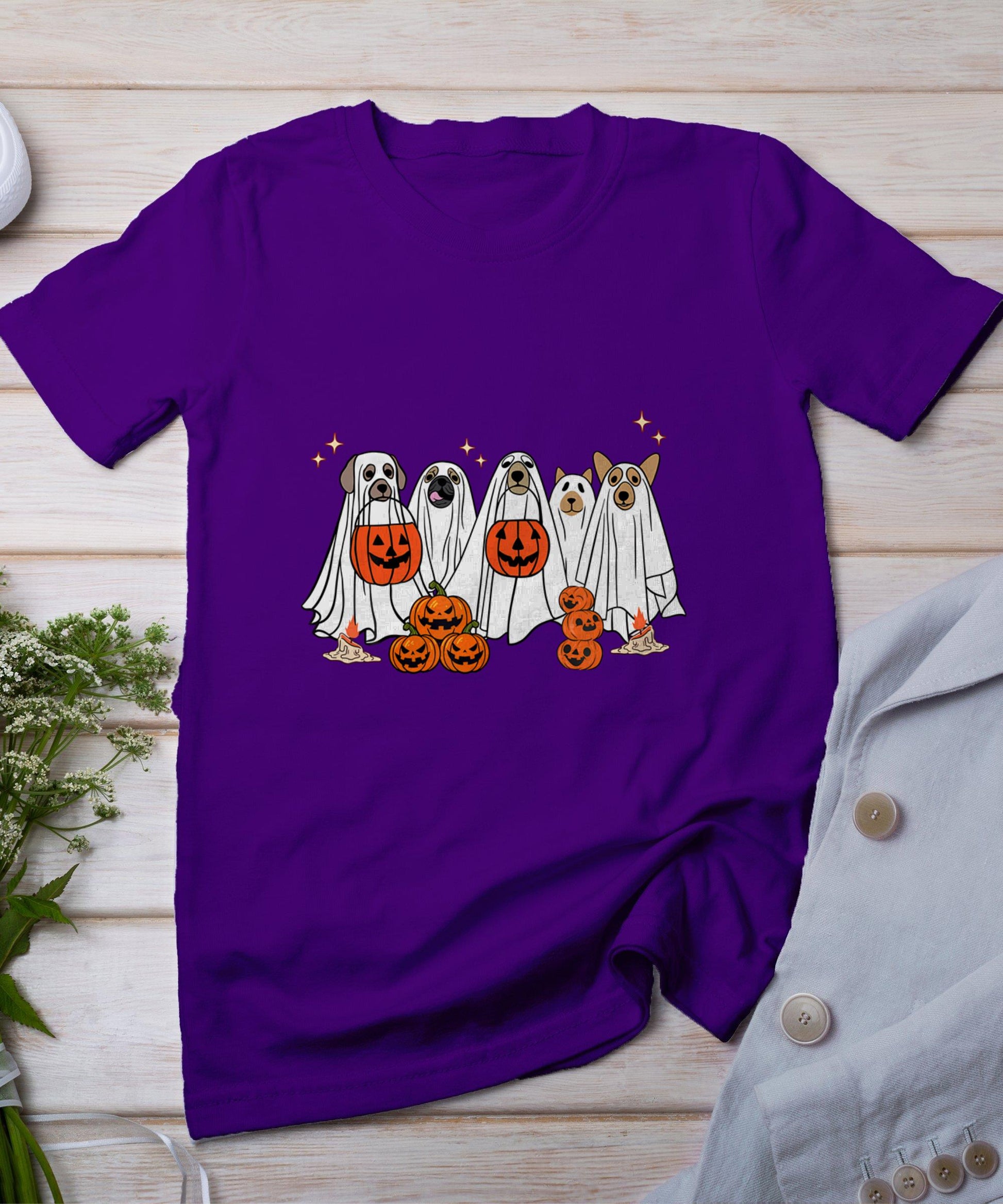 Dog Ghost Cute Dog Dressed As Ghost Funny Halloween Dog T-Shirt