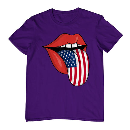 Usa Patriotic American Flag Tongue Lips 4th Of July T-Shirt