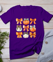 Coquette Bow Pumpkin Season Thanksgiving Autumn Fall Leaves T-Shirt