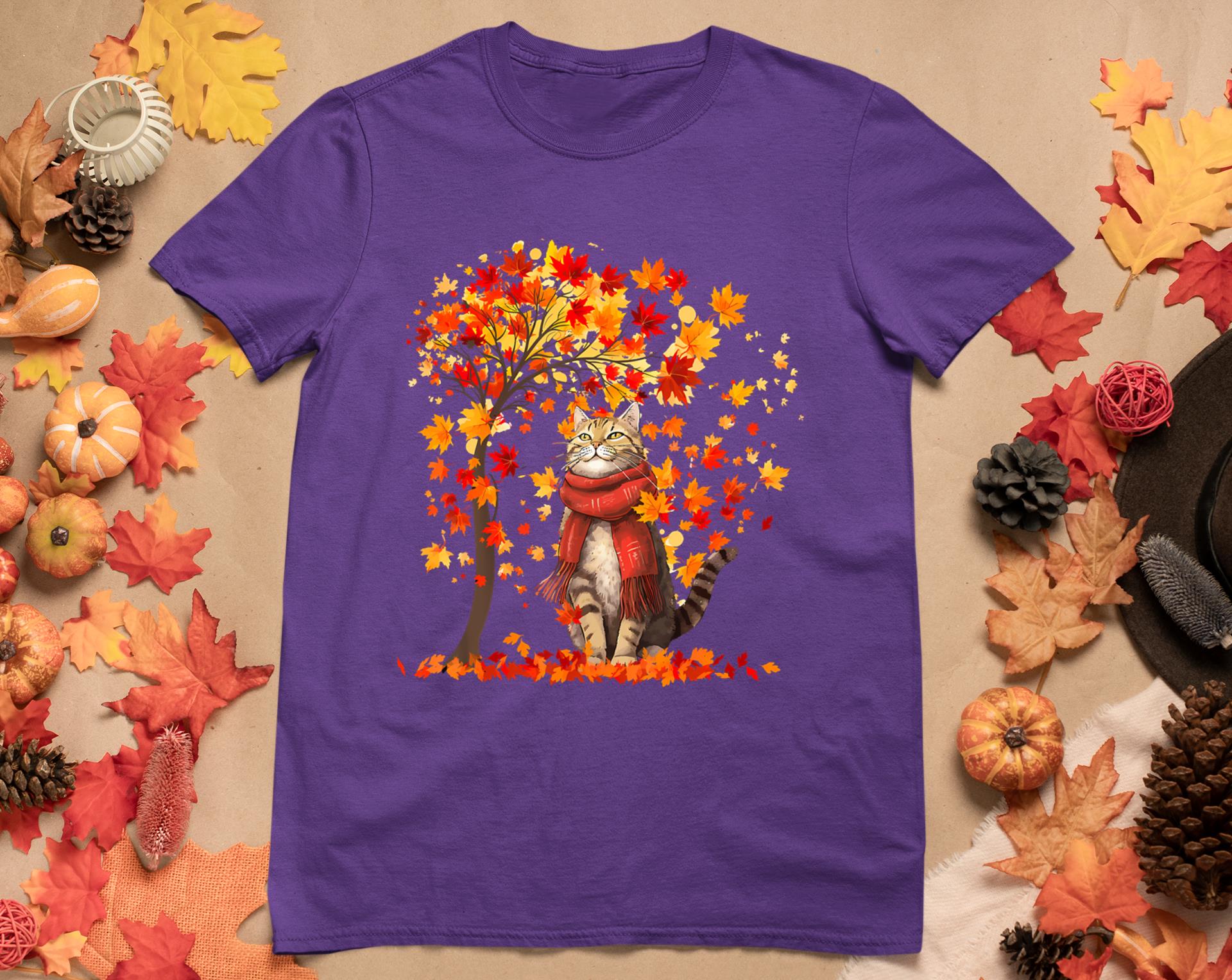 It's Fall Y'All Cat Leaf Fall Tree Hello Autumn Thanksgiving T-Shirt