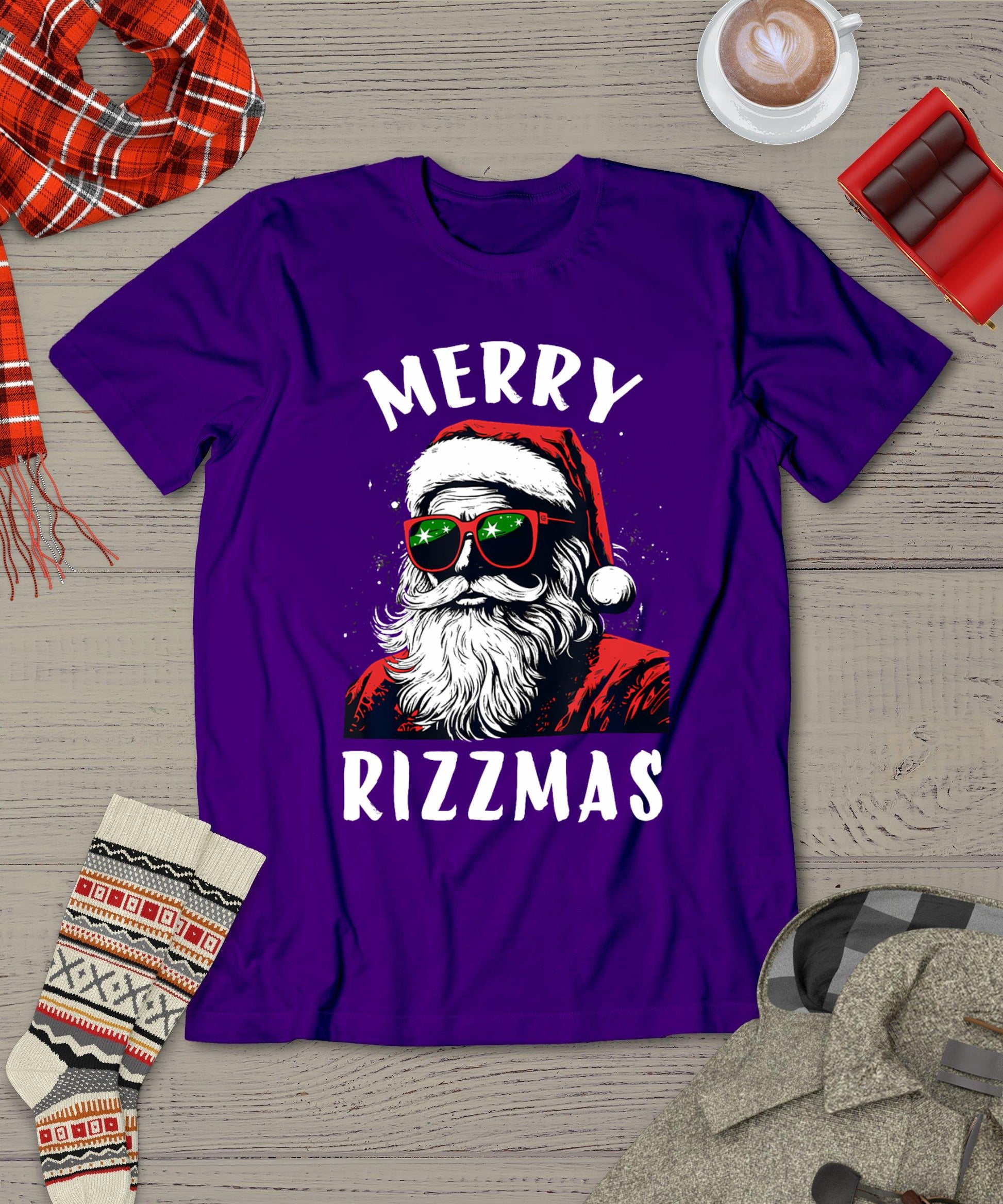 Funny Merry Rizzmas Christmas Rizz Santa Claus Charisma Cool T-Shirt