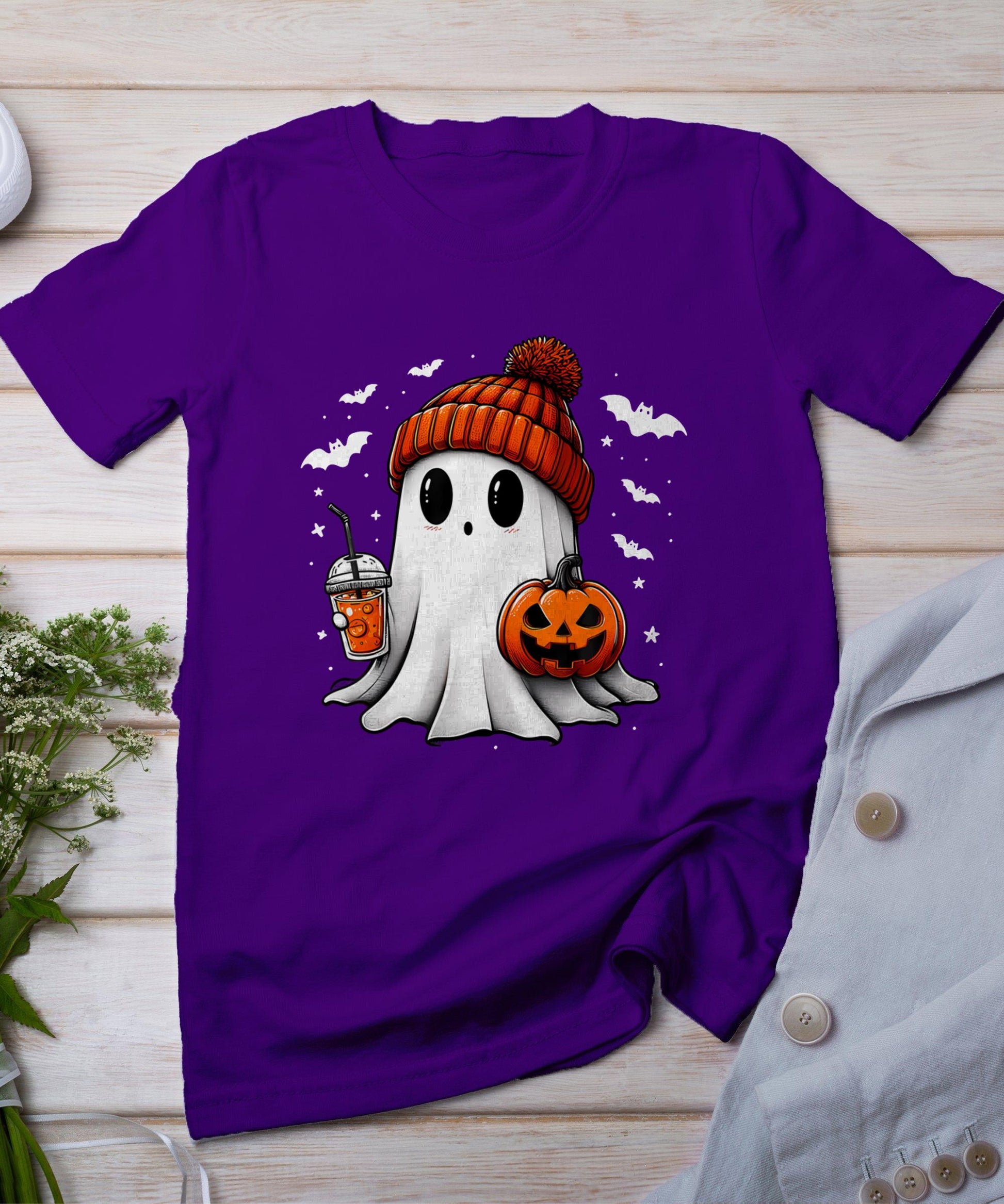 Cute Halloween Ghost Drink Pumpkin T-Shirt