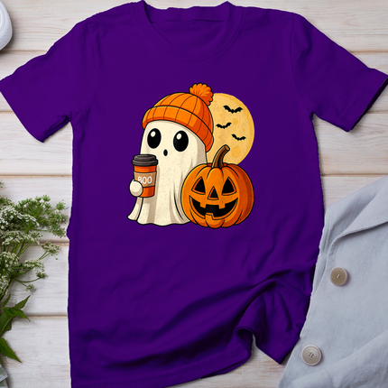 Halloween Ghost Coffee Pumpkin Spooky Season Women Kids Men T-Shirt