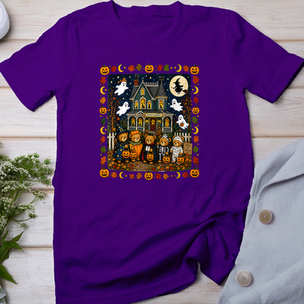 Cute Halloween Teddy Bears House Scene T-Shirt