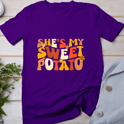 Thanksgiving Shirts Couples Sweet Potato I Yam Groovy Flower T-Shirt