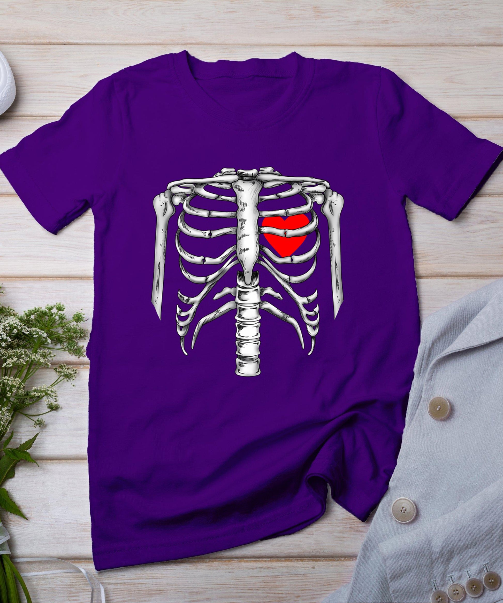 Skeleton Rib Cage Heart Xray Halloween Easy Costume T-Shirt