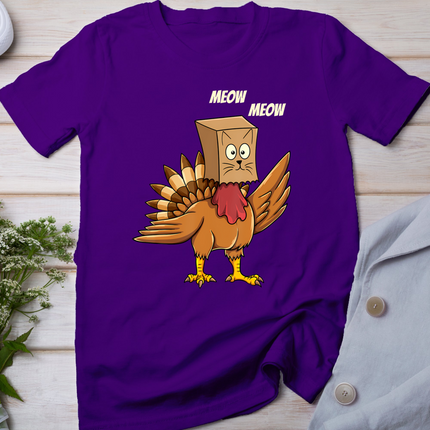 Thanksgiving Turkey Cat Meow Funny Men Women Thanksgiving T-Shirt