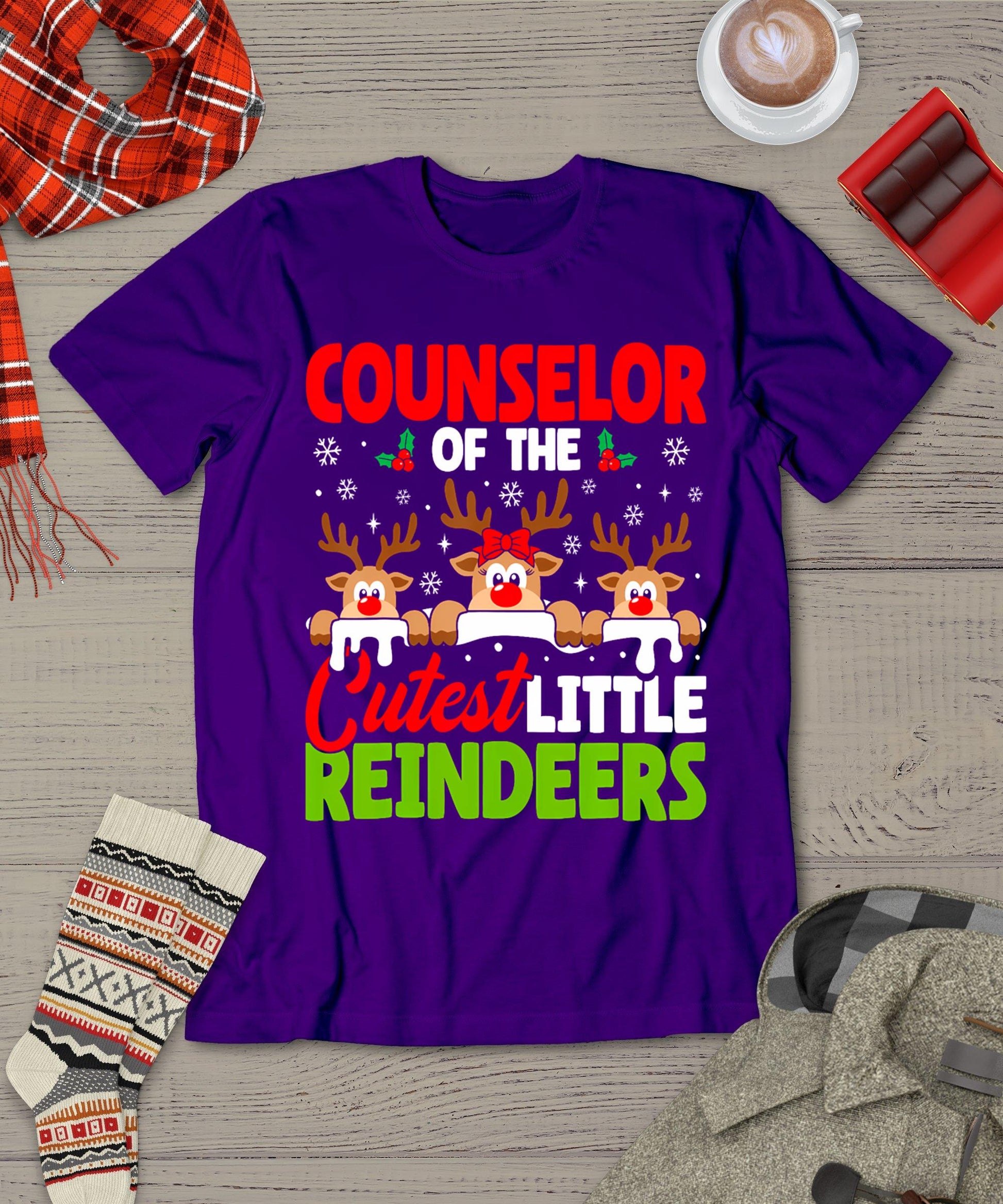 Counselor Of The Cutest Reindeers Christmas Counselor T-Shirt