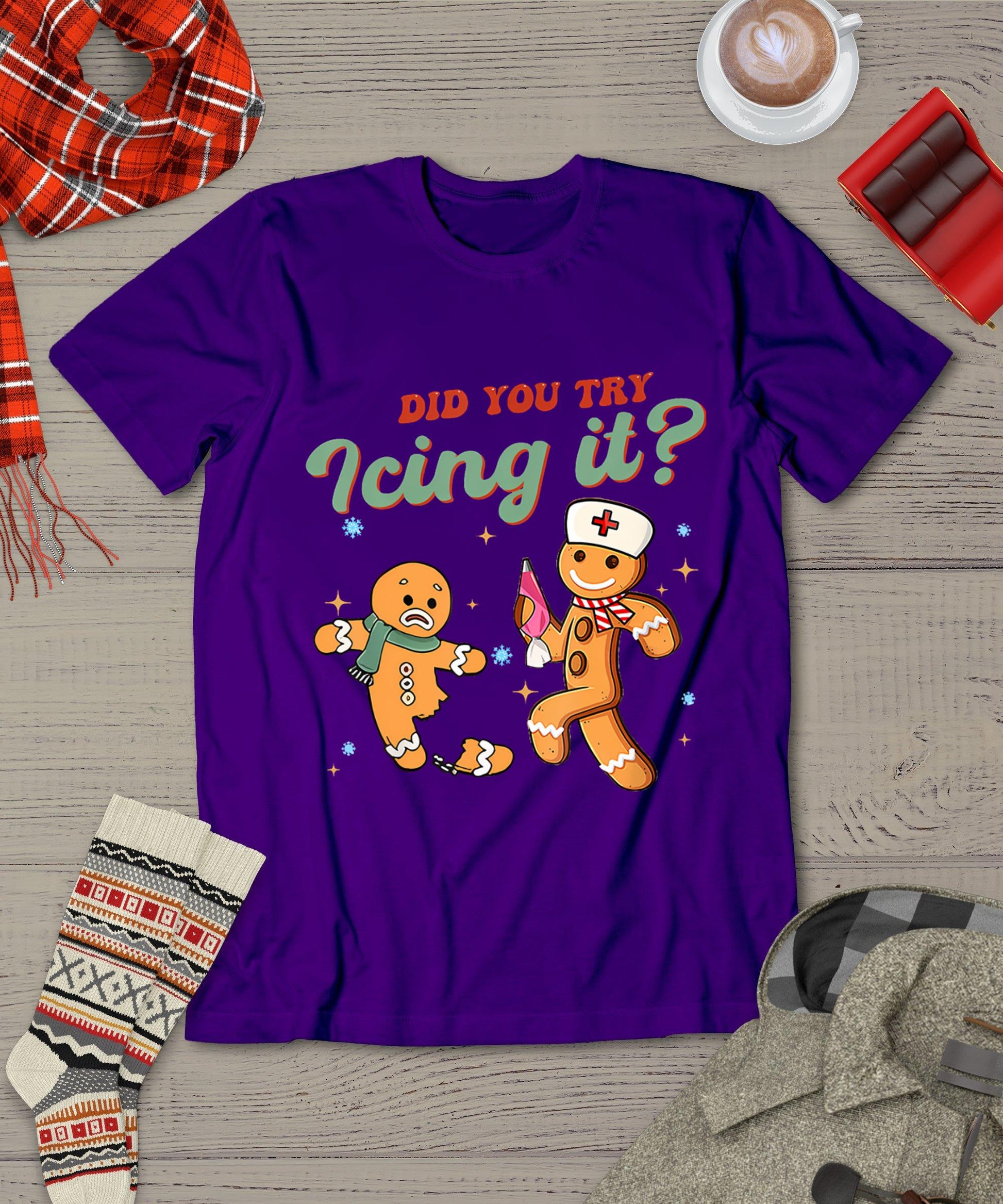 Funny Christmas Nurse Did You Try Icing It Gingerbread Man T-Shirt