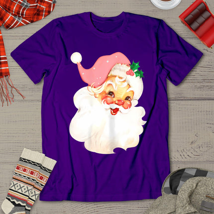 Pink Santa For Girls Christmas Retro Holiday Vintage T-Shirt