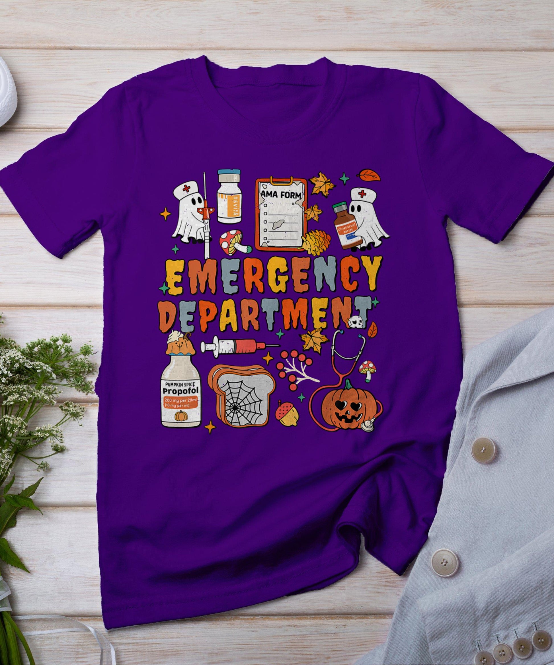 Emergency Department Funny Er Nurse Halloween Spooky Season T-Shirt