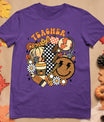 Fall Teacher Retro Teacher Life Autumn Thanksgiving Womens T-Shirt