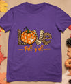 Hello Fall Pumpkin Love Fall Y'All Leopard Peace Love Fall T-Shirt