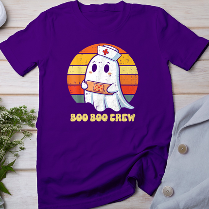 Halloween Nurse Ghost Boo Crew RN Costume Scrub Top Women T-Shirt