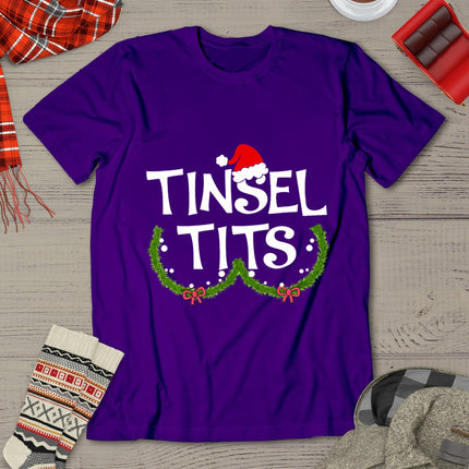 Funny Tinsel Tits Matching Jingle Balls Christmas Couples T-Shirt