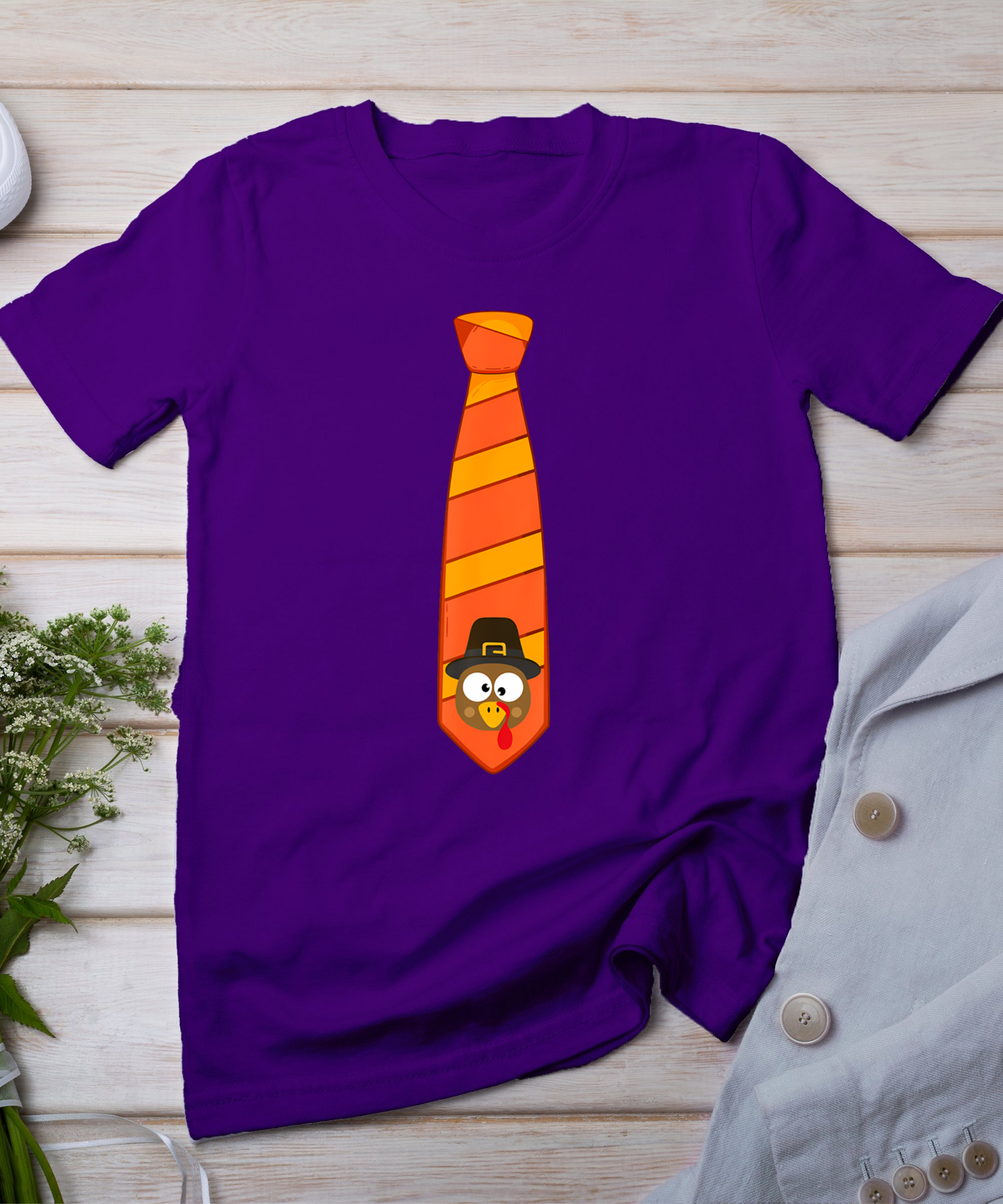 Funny Thanksgiving Tie With Turkey For Family Dinner T-Shirt