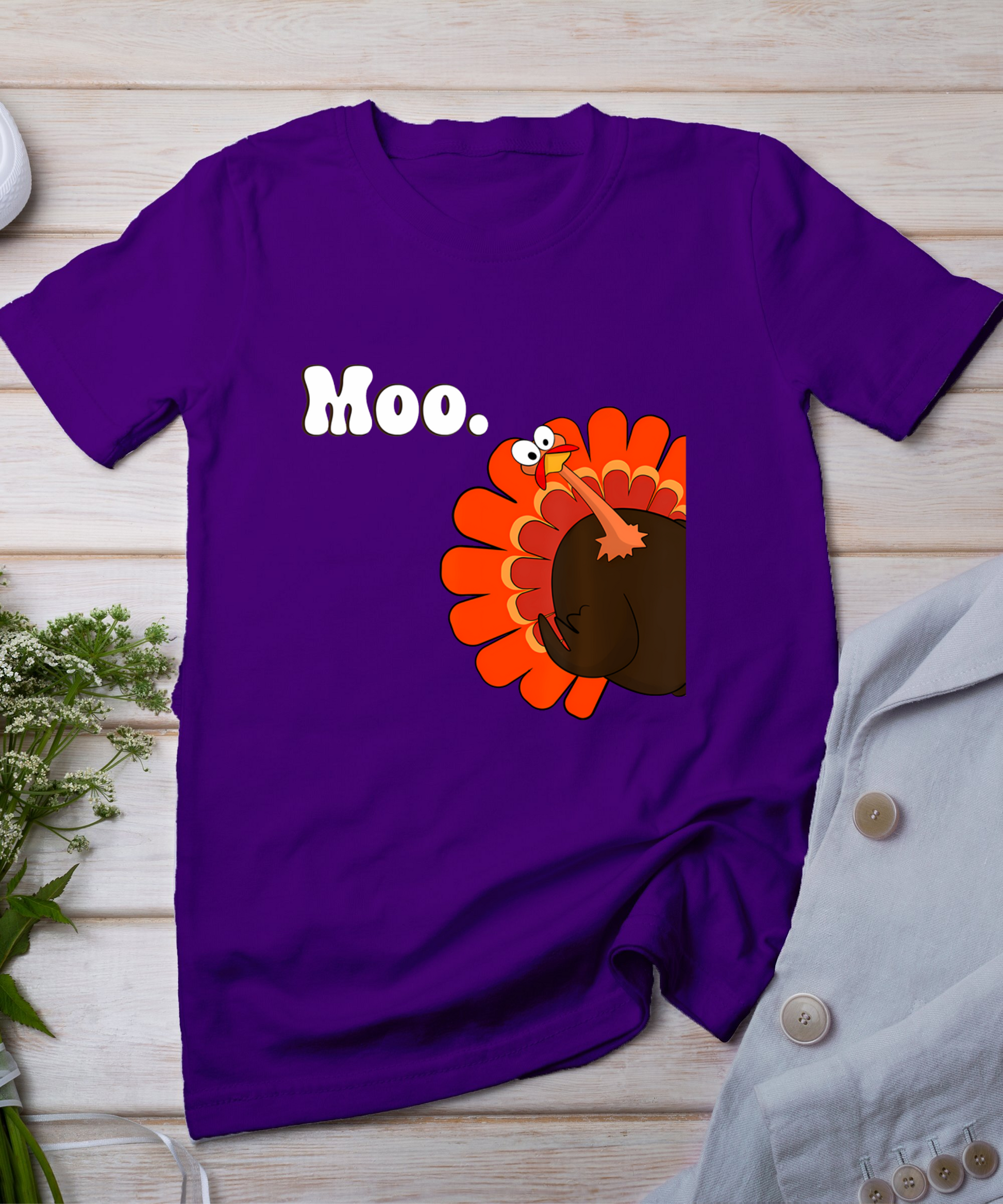 Turkey Moo Funny Thanksgiving T-Shirt