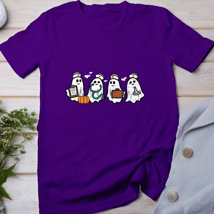 Ghost Nurses Halloween Crew Funny Costume Scrub Top Women T-Shirt