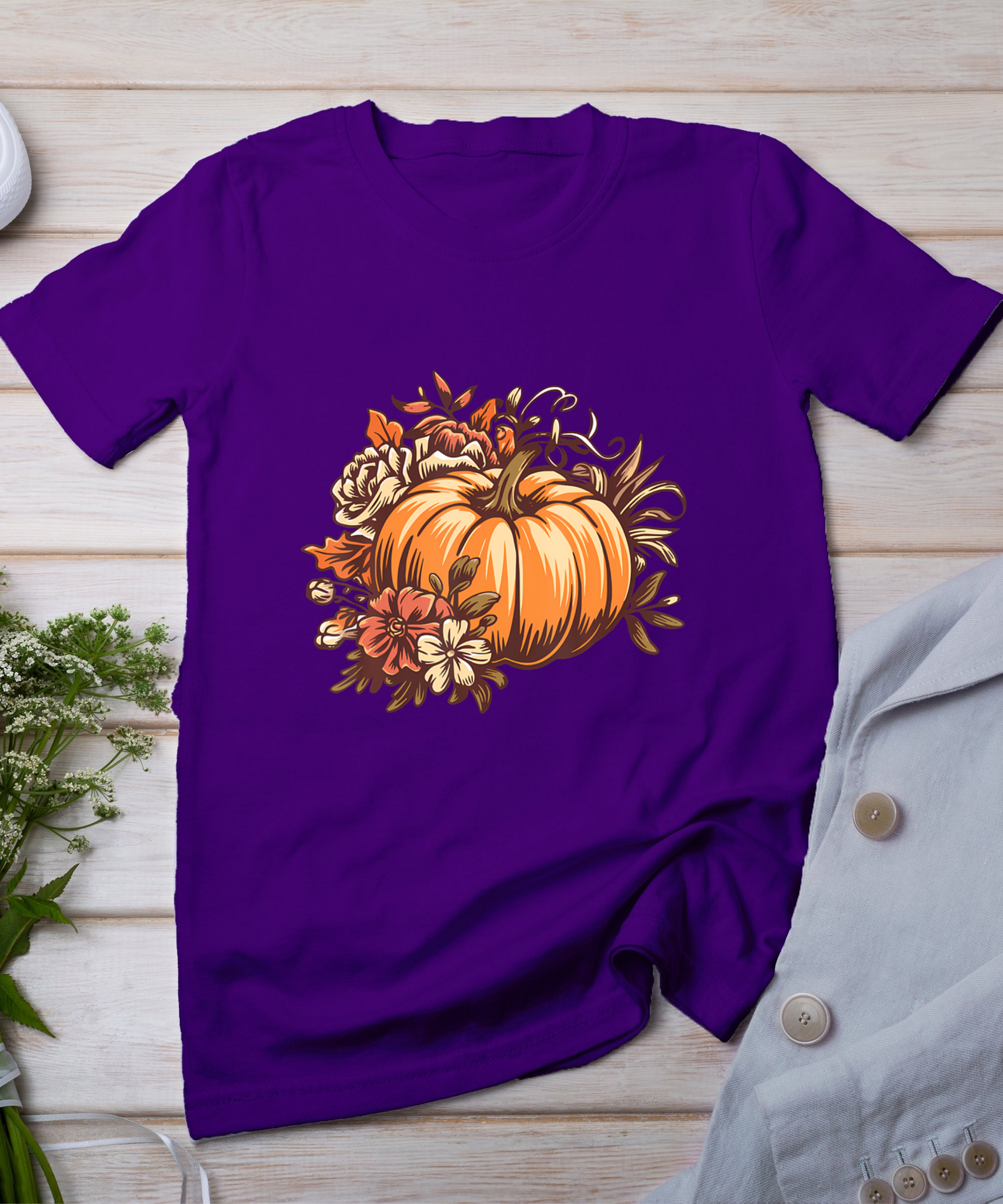 Fall Shirt Women Vintage Pumpkin Autumn Graphic Thanksgiving T-Shirt