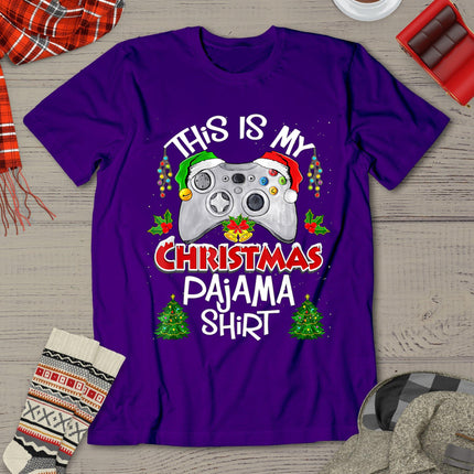 This Is My Christmas Pajama Santa Hat Gamer Video Games T-Shirt