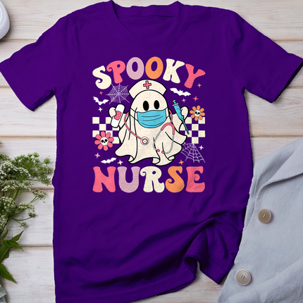 Spooky Nurse Ghost Halloween Cute Groovy Nursing Halloween T-Shirt
